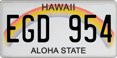 HI license plate EGD954