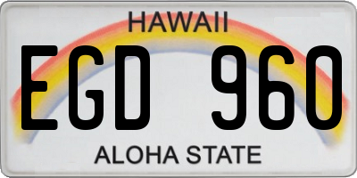 HI license plate EGD960