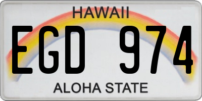 HI license plate EGD974