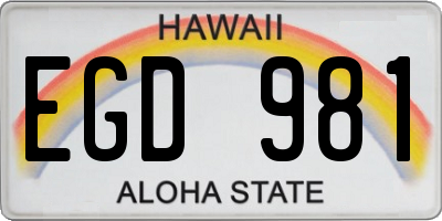 HI license plate EGD981