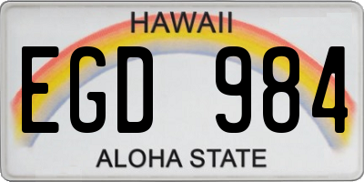 HI license plate EGD984