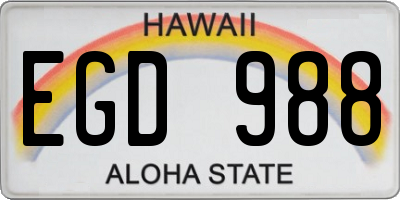 HI license plate EGD988