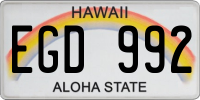 HI license plate EGD992