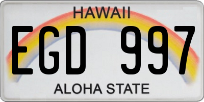 HI license plate EGD997