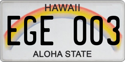 HI license plate EGE003