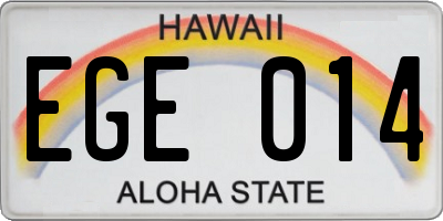 HI license plate EGE014
