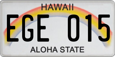HI license plate EGE015