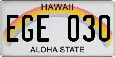 HI license plate EGE030
