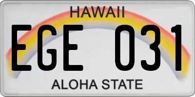 HI license plate EGE031