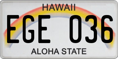 HI license plate EGE036