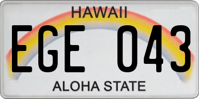 HI license plate EGE043