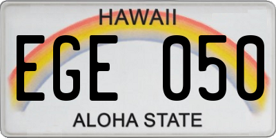 HI license plate EGE050