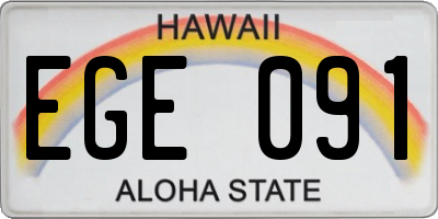 HI license plate EGE091