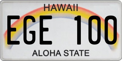 HI license plate EGE100