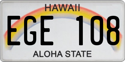 HI license plate EGE108