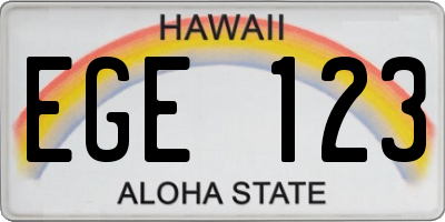 HI license plate EGE123
