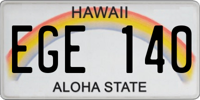 HI license plate EGE140