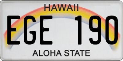 HI license plate EGE190