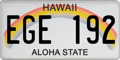 HI license plate EGE192