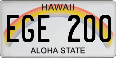 HI license plate EGE200