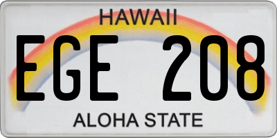 HI license plate EGE208