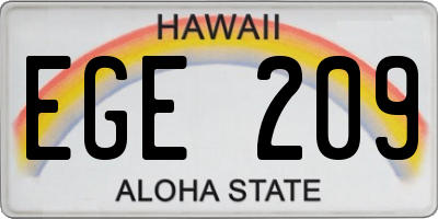HI license plate EGE209
