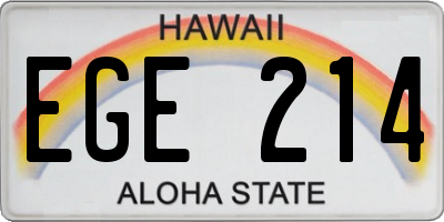 HI license plate EGE214