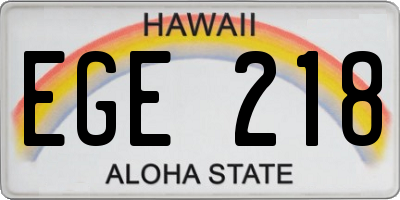 HI license plate EGE218