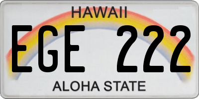 HI license plate EGE222