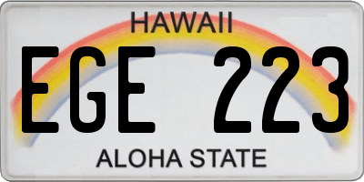HI license plate EGE223