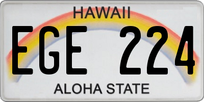 HI license plate EGE224