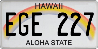HI license plate EGE227