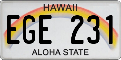 HI license plate EGE231