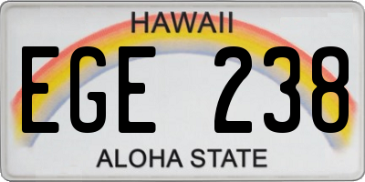HI license plate EGE238