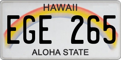 HI license plate EGE265