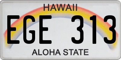 HI license plate EGE313