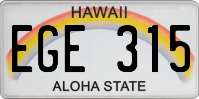 HI license plate EGE315