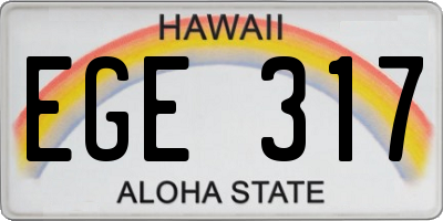 HI license plate EGE317