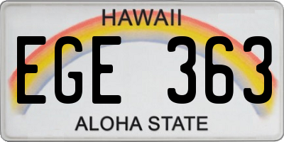 HI license plate EGE363