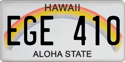 HI license plate EGE410