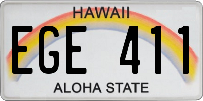 HI license plate EGE411