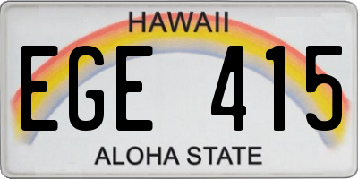 HI license plate EGE415