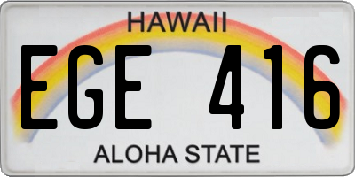 HI license plate EGE416