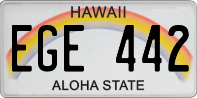 HI license plate EGE442