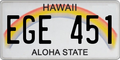 HI license plate EGE451