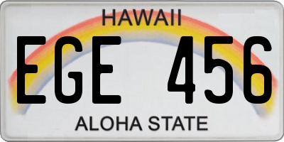 HI license plate EGE456