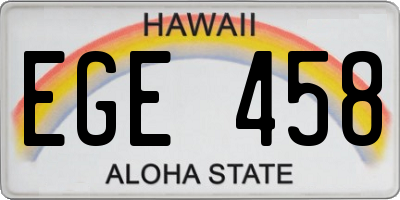 HI license plate EGE458