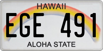 HI license plate EGE491