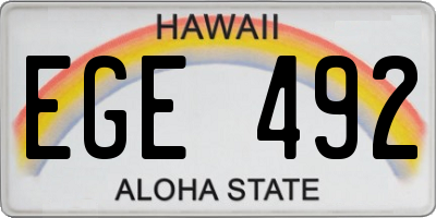 HI license plate EGE492