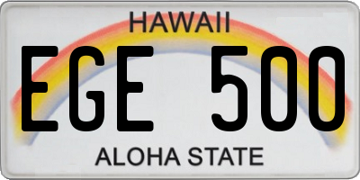 HI license plate EGE500
